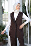 Brown Lace Detailed Vest and Trousers Set - 3