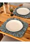 6-Piece Mossy Linen Placemat with Ruffle Detail, American Style/ Supla Green - 2