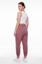 Women's Burgundy Summer Trousers with Elastic Waist and Leg Detail - 4