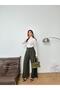 New Season Double Buttoned Double Lace-Up Elastic Back Flexible Woven Fabric Loose Leg Wide Leg Palazzo Pants - 5
