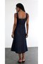 Premium Denim Midi Dress – Stylish Jean Dress with Straps, Fitted Cut, and Stitching Details - 4