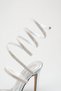 Silver Stone Detailed Thin Heeled Evening Dress Sandals, Ankle Wrapped, Elegant Women's Shoes for Evening Events - 4
