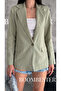 Women's Flam Linen Lined Blazer Summer Jacket – Striped Lining Detail Comfortable Fit Slim Jacket - 6