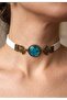 Genuine Leather Choker Necklace with Real Flowers - 5