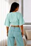 Asymmetrical Waist-Fitted 97% Cotton Bat Sleeve Blouse - 3