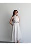 Halter Neck Polka Dot Belted Chiffon Dress - 3