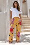 Large Size Women's Viscose Fabric Floral Pattern Combed Cotton Battal Single Pajama Bottom 17 Yellow