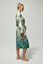 Women's Green Mixed Floral Belted Midi Length Long Kimono 60350 - 3