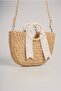 Camel Straw Strap Hand and Shoulder Beach and Daily Bag 30X16X7 - 2