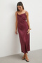 Thin Straps and Back Detail Satin Dress - 4