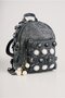 Stone Detailed Denim Mini Women's Backpack Black Blue Stylish Daily Bag 13X15X9 cm - 2