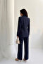 Women's Blazer Jacket Pants Suit Accessory and Button Detailed Wide Leg Stylish Suit - 4