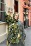 Amore Tree Pattern Shawl - Khaki-Emerald - 2
