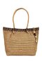 Women's Tan Leopard Detailed Straw Shoulder and Beach Bag - 7