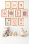 10-Piece Frame-Looking Baby & Kids Room Pink Nursery Painting Set with Cute Animal Figures 15X20 cm Mdf Uv Printing