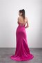 Backless Evening Dress with Crossed Straps on the Back and Gathered Tail - 26364 - 5