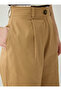 Double Leg Detailed High Waist Trousers - Camel - - 5