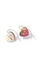 Wooden Heart Shaped Mixed Floral Pattern Printed Button Dangle Earrings - 3