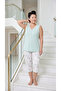 26526 100% Cotton Women's Capri Set Bermuda Set Flower Patterned Large Size Tank Top Capri Set - 3