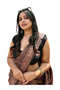 Black Silk Blend Saree with Copper Embroidery & Floral Border - MAF3102 | Black