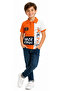 Boy's Xepos Written Polo Collar T-Shirt with Button Closure in Orange Color - 2