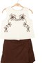 Nk girl's sleeveless embroidered outfit set, ages 8-14, cream - brown - 2