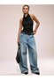 Black Draped Collar Ruffled Black Blouse - 6