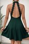 Women's Off-The-Shoulder Turtleneck Short Imported Crepe Dress with Lace Detail on the Back