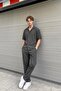 Ribbed oversize shirt anthracite