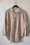 Beige Shirt Collar 3/4 Sleeve Buttoned Embroidered Casual Cotton Woven Shirt 70 60 - 2