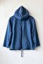Dark Blue Hooded 3/4 Sleeve Zippered Pocket Embroidered Casual Cotton Woven Jacket 60 60 - 3