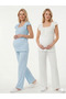 24571 Women's 100% Cotton Lace Trimmed Maternity Wear Pregnancy Pajama Set Women's Pajama Set Pure Cotton Comfort - 2