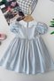 My Little One's Flowers and Flowers Garden Printed Collared Girl's Dress - Blue - 2