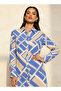 Midi Viscose Shirt Dress with Geometric Print - 3