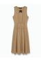 Beige Sleeveless Gathered Midi Dress |   Summer Comfortable Cut Stylish Dress