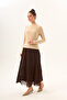 Beige Color Lycra Slim Fit Half Turtleneck Soft Textured Long Sleeve Bodysuit - 2