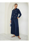 Navy Blue Embellished Cotton Shirt - 2