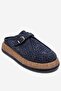 Vone Navy Blue Suede Genuine Leather Belted Closed Toe Women's Slippers - 3