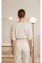 Round Neck Loose Fit Oversize Bat Sleeve Waist-Fitted Gathering Summer Spring Viscose Knitwear Blouse - 2