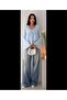 Women's Ruffle Collar Lace-Up Detailed Layered Peplum Long Sleeve Chiffon Blouse - 5