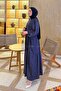 Balloon Sleeve Layered Summer Dress Dark Blue - 2