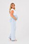Plus Size Maternity Straight Leg Jeans - Flexible Soft Textured Jeans with Abdominal Support and Adjustable Waist
