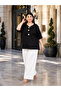 Plus Size Oversize Short Sleeve Stone Accessory Detailed Front Relaxed Fit Women's Blouse - 4