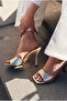 Sorel Gold Matte Leather Women's Heeled Slippers - 6