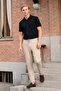 Non-Curling Pique Polo Collar Men's Black T-Shirt - 4
