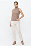 Women's Half Turtleneck Ribbed Camisole Undershirt Basic Stylish Badi - Beige - 3