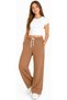 Girl's Wide-Legged, Elastic Waist, Drawstring, Pocketed, Camel Color Sweatpants - 3
