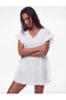 Cotton Tie Detail V-Neck Ruffle Poncho Beach Dress - 2