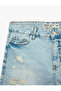 Cotton Comfortable Fit Mini Denim Shorts with Frayed Detail - 5