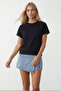 Black Crew Neck Raglan Sleeve Oversize T-Shirt Alc-X15492 - 3